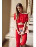 Set aus Hose und Sweatshirt mit Kette, rot FI640 – Online-Shop – Boutique